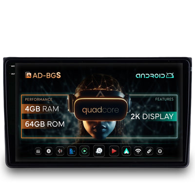 Navigatie 2K Audi A4(B6/B7) / Seat Exeo, Android, S-Quadcore / 4GB RAM + 64GB ROM, 9.5 Inch - AD-BGS90042K+AD-BGRKIT425