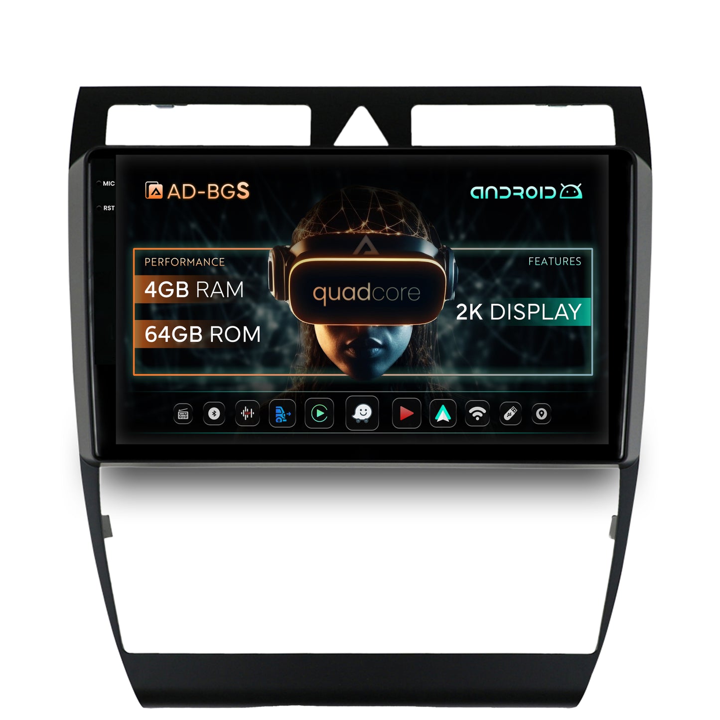 Navigatie 2K Audi A6 (1999-2004), Android, S-Quadcore / 4GB RAM + 64GB ROM, 9.5 Inch - AD-BGS90042K+AD-BGRKIT429