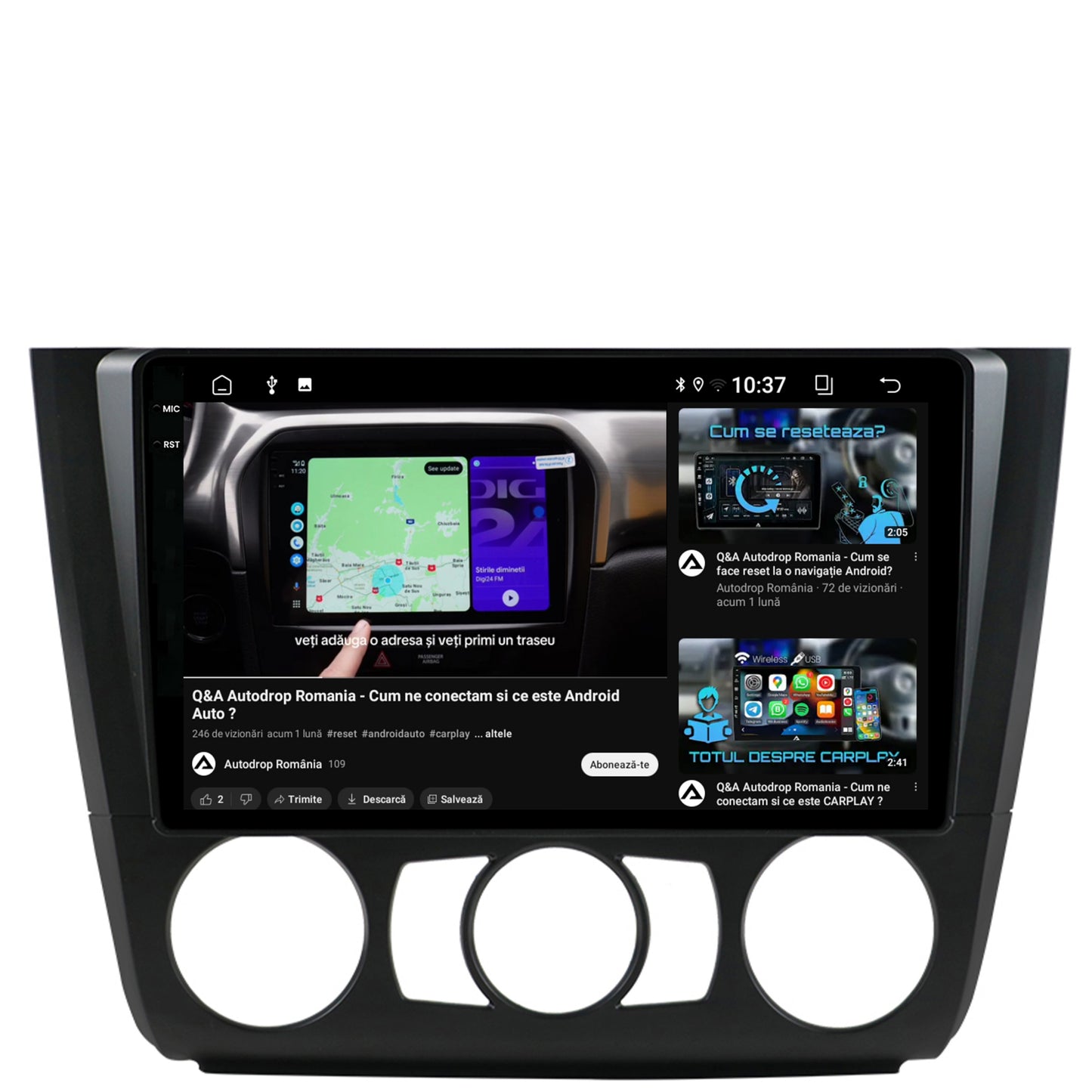 Navigatie 2K BMW Seria 1 E87 (2007-2011), Clima Manuala, Android, S-Quadcore / 4GB RAM + 64GB ROM, 9.5 Inch - AD-BGS90042K+AD-BGRKIT398