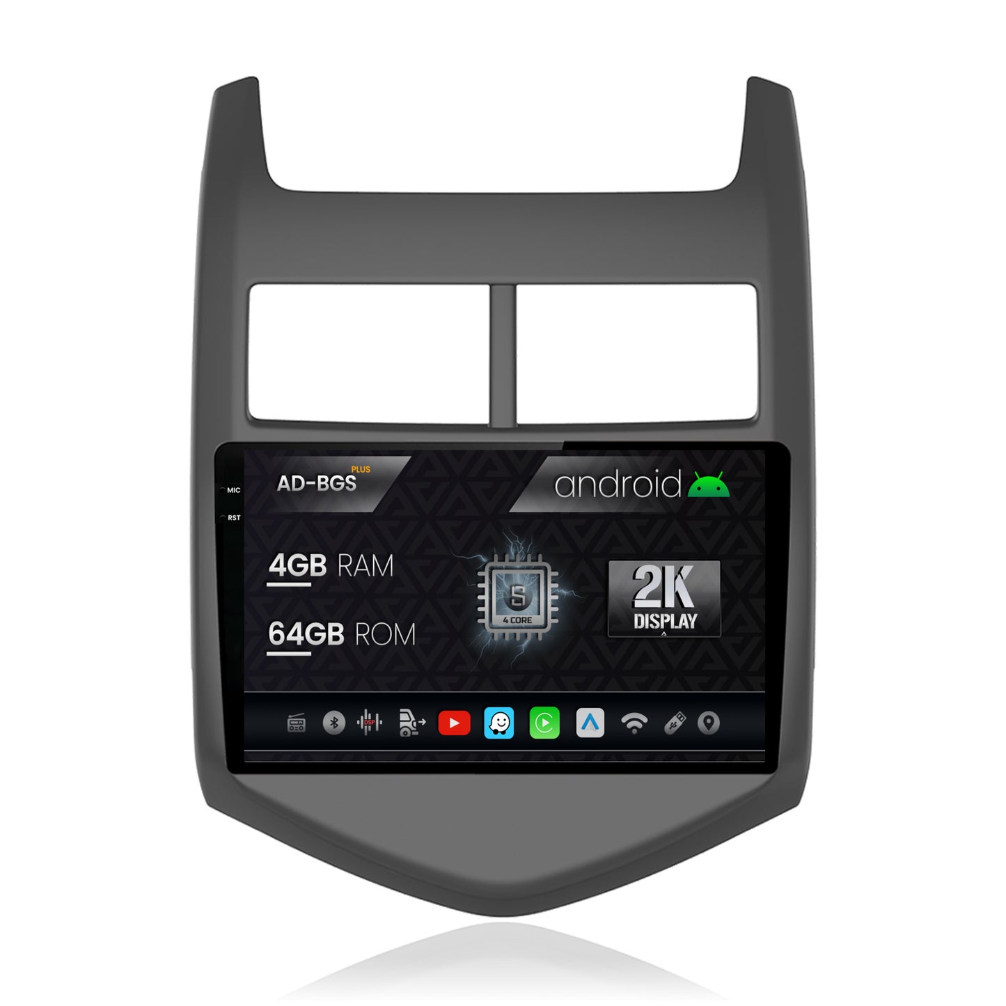 Navigatie 2K Chevrolet Aveo 2 (2010-2015), Android, S-Quadcore / 4GB RAM + 64GB ROM, 9.5 Inch - AD-BGS90042K+AD-BGRKIT239