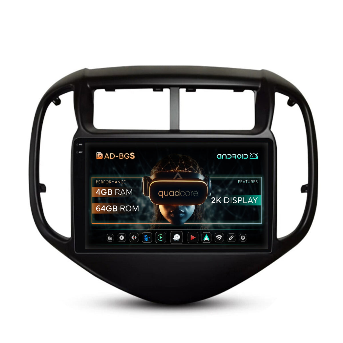 Navigatie 2K Chevrolet Aveo (2016-2021), Android, S-Quadcore / 4GB RAM + 64GB ROM, 9.5 Inch - AD-BGS90042K+AD-BGRKIT230