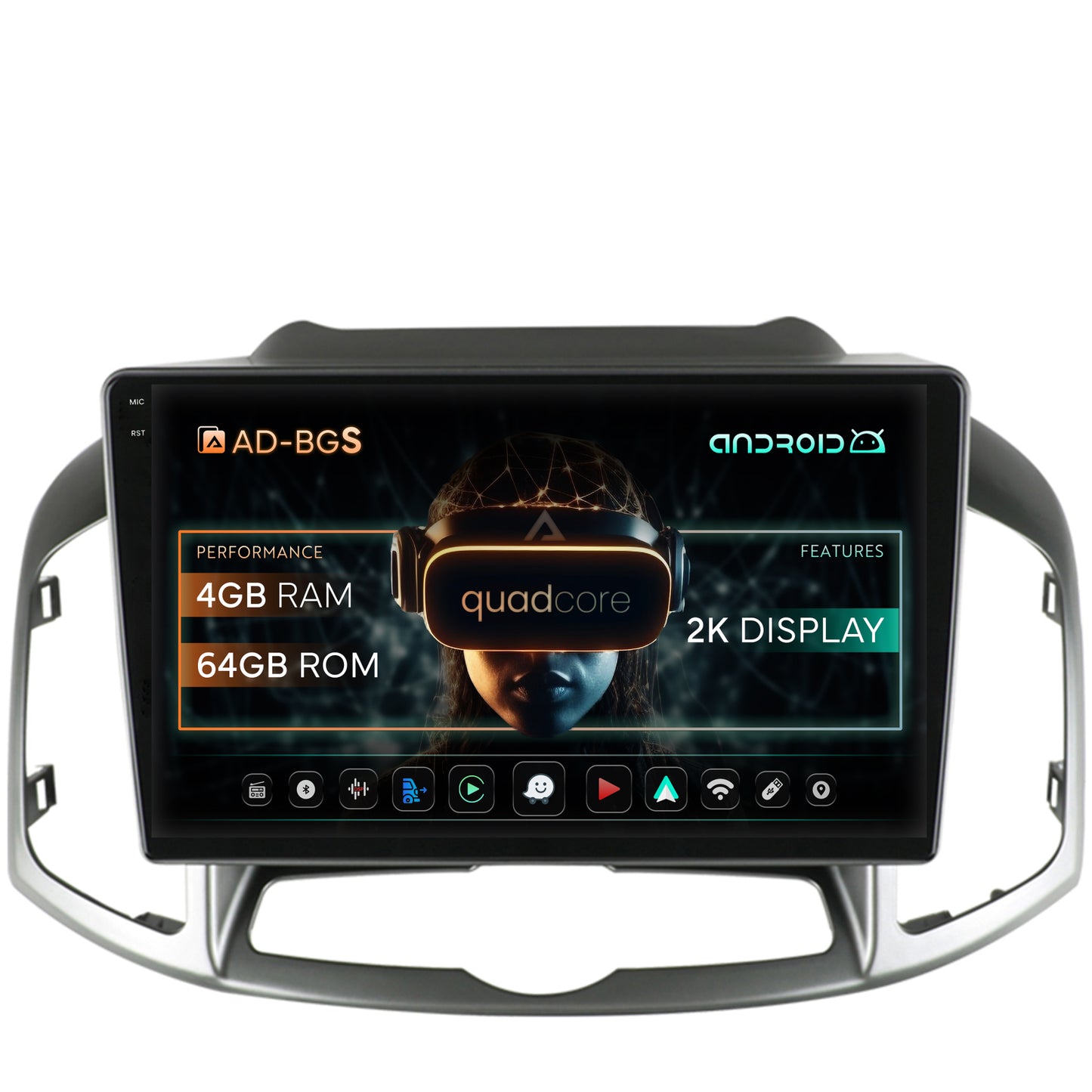 Navigatie 2K Chevrolet Captiva (2011-2018), Android, S-Quadcore / 4GB RAM + 64GB ROM, 10.36 Inch - AD-BGS100042K+AD-BGRKIT247