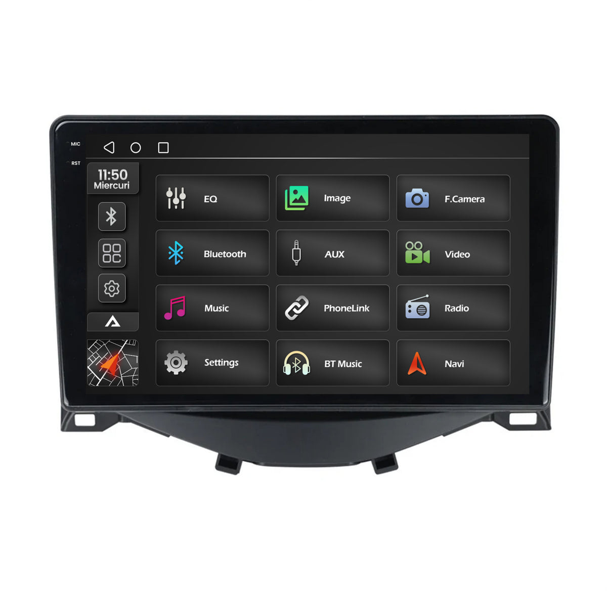 Navigatie 2K Citroen C1 / Peugeot 108 / Toyota AYGO (2014-2022), Android, S-Quadcore / 4GB RAM + 64GB ROM, 9.5 Inch - AD-BGS90042K+AD-BGRKIT101