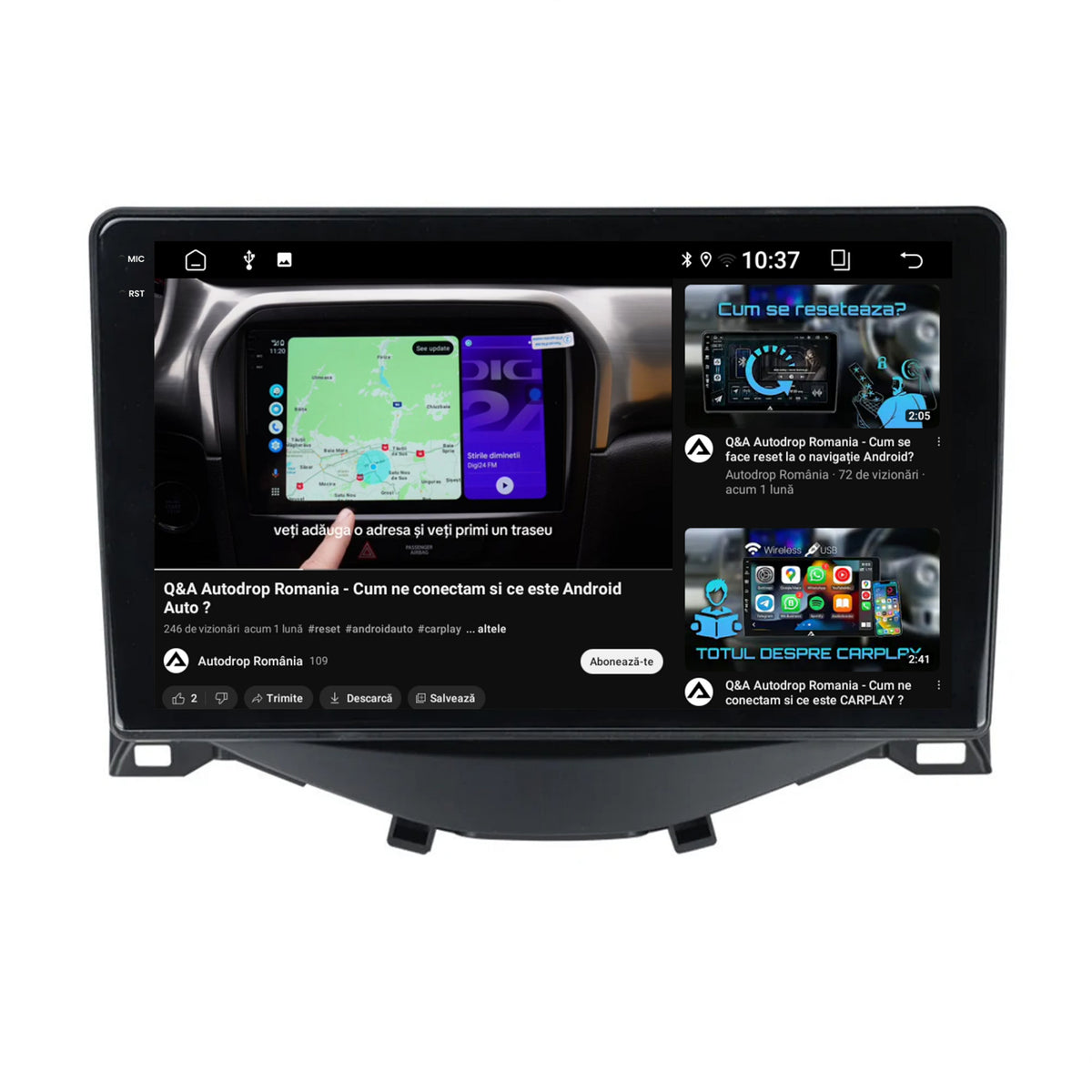 Navigatie 2K Citroen C1 / Peugeot 108 / Toyota AYGO (2014-2022), Android, S-Quadcore / 4GB RAM + 64GB ROM, 9.5 Inch - AD-BGS90042K+AD-BGRKIT101