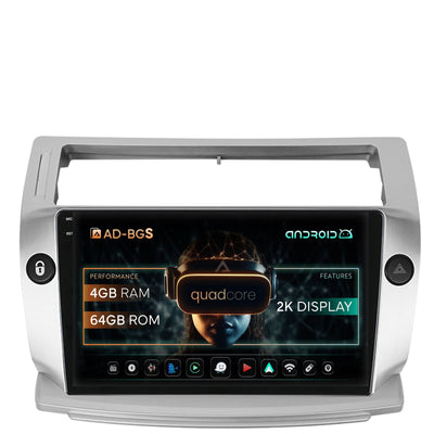 Navigatie 2K Citroen C4 (2004-2014), Android, S-Quadcore / 4GB RAM + 64GB ROM, 9.5 Inch - AD-BGS90042K+AD-BGRKIT346