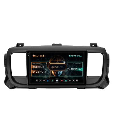 Navigatie 2K Citroen Jumpy / Peugeot Expert (2017-2021), Android, S-Quadcore / 4GB RAM + 64GB ROM, 9.5 Inch - AD-BGS90042K+AD-BGRKIT348