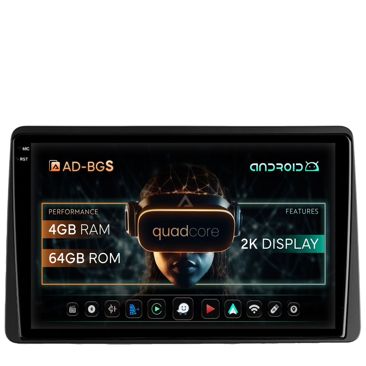 Navigatie 2K Dacia Duster (2018-2021), Android, S-Quadcore / 4GB RAM + 64GB ROM, 10.36 Inch - AD-BGS100042K+AD-BGRKIT374