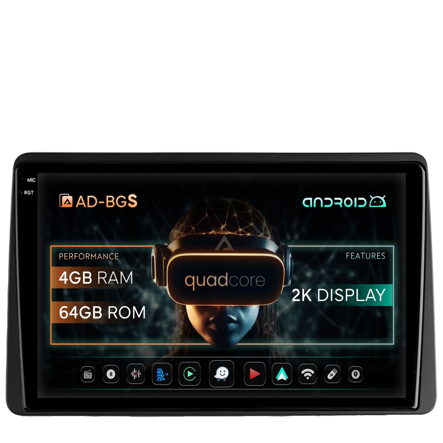 Navigatie 2K Dacia Duster (2018-2021), Android, S-Quadcore / 4GB RAM + 64GB ROM, 10.36 Inch - AD-BGS100042K+AD-BGRKIT374