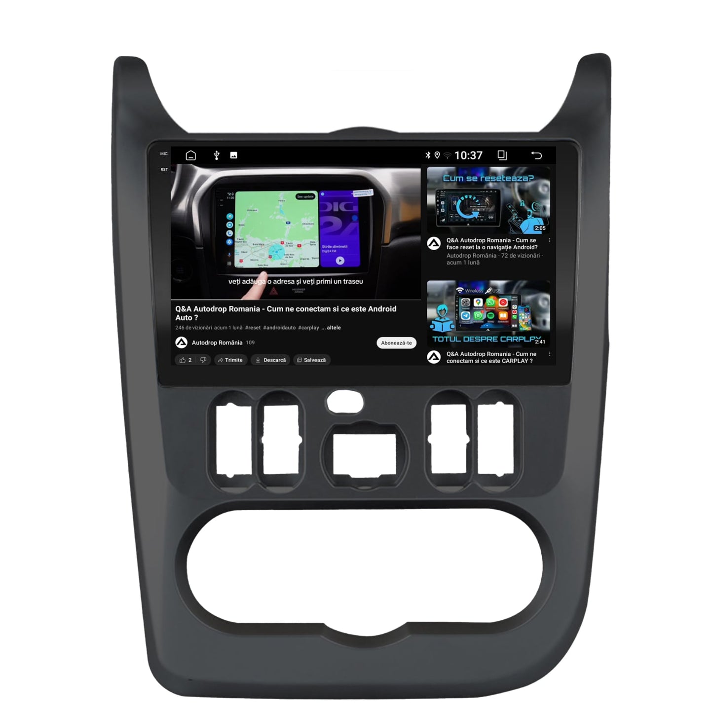 Navigatie 2K Dacia Logan / Duster / Sandero (2009-2013), Android, S-Quadcore / 4GB RAM + 64GB ROM, 9.5 Inch - AD-BGS90042K+AD-BGRKIT367B