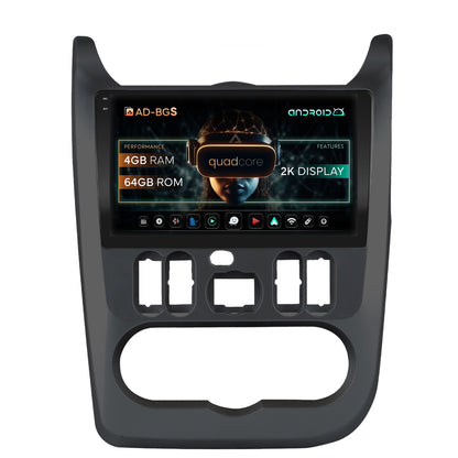Navigatie 2K Dacia Logan / Duster / Sandero (2009-2013), Android, S-Quadcore / 4GB RAM + 64GB ROM, 9.5 Inch - AD-BGS90042K+AD-BGRKIT367B