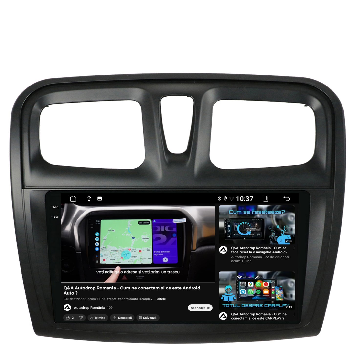 Navigatie 2K Dacia Logan / Sandero, Android, S-Quadcore / 4GB RAM + 64GB ROM, 9.5 Inch - AD-BGS90042K+AD-BGRKIT375
