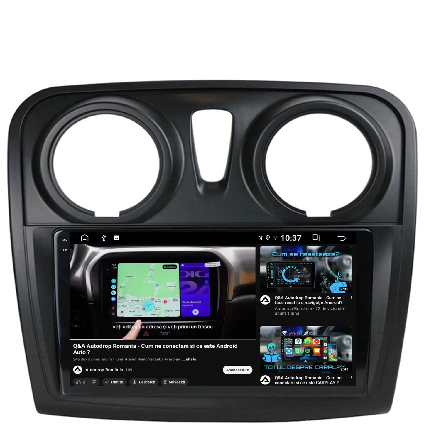 Navigatie 2K Dacia Logan / Sandero, Android, S-Quadcore / 4GB RAM + 64GB ROM, 9.5 Inch - AD-BGS90042K+AD-BGRKIT376