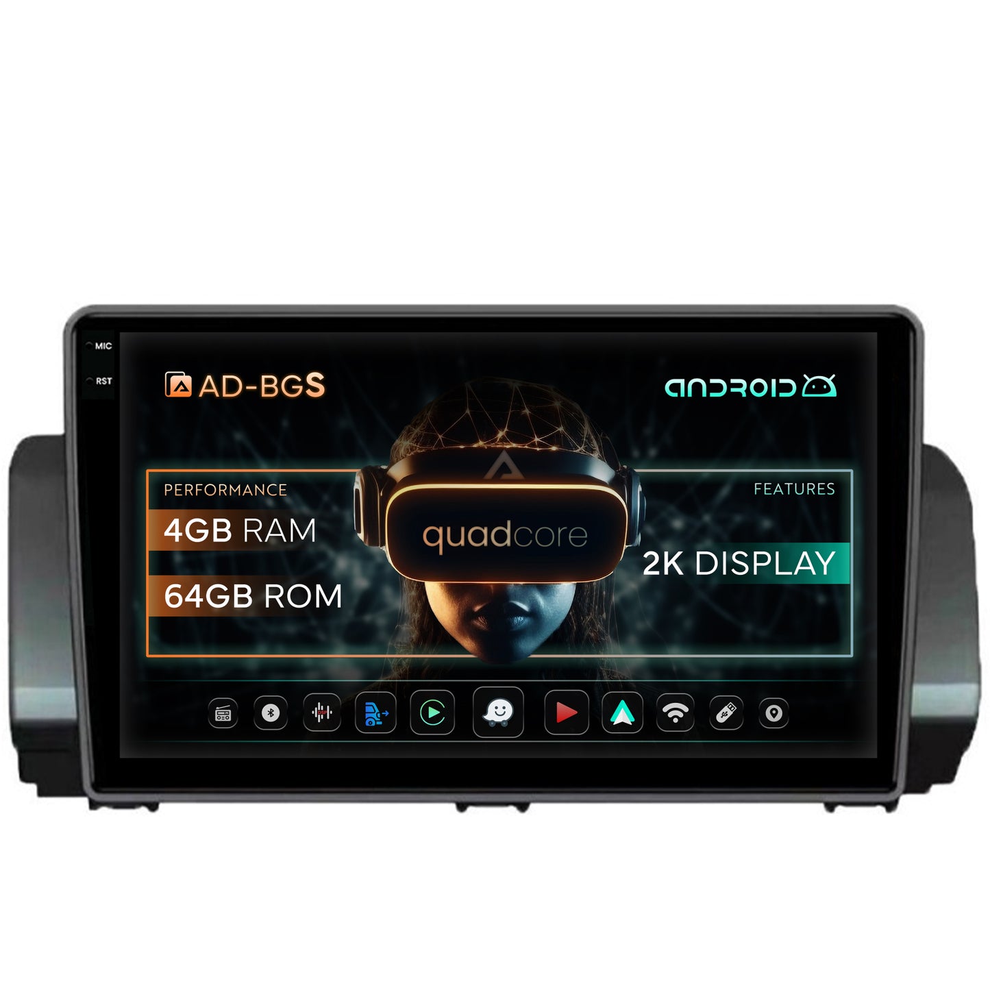 Navigatie 2K Dacia Sandero / Logan (2021-Prezent), Android, S-Quadcore / 4GB RAM + 64GB ROM, 10.36 Inch - AD-BGS100042K+AD-BGRKIT366V3