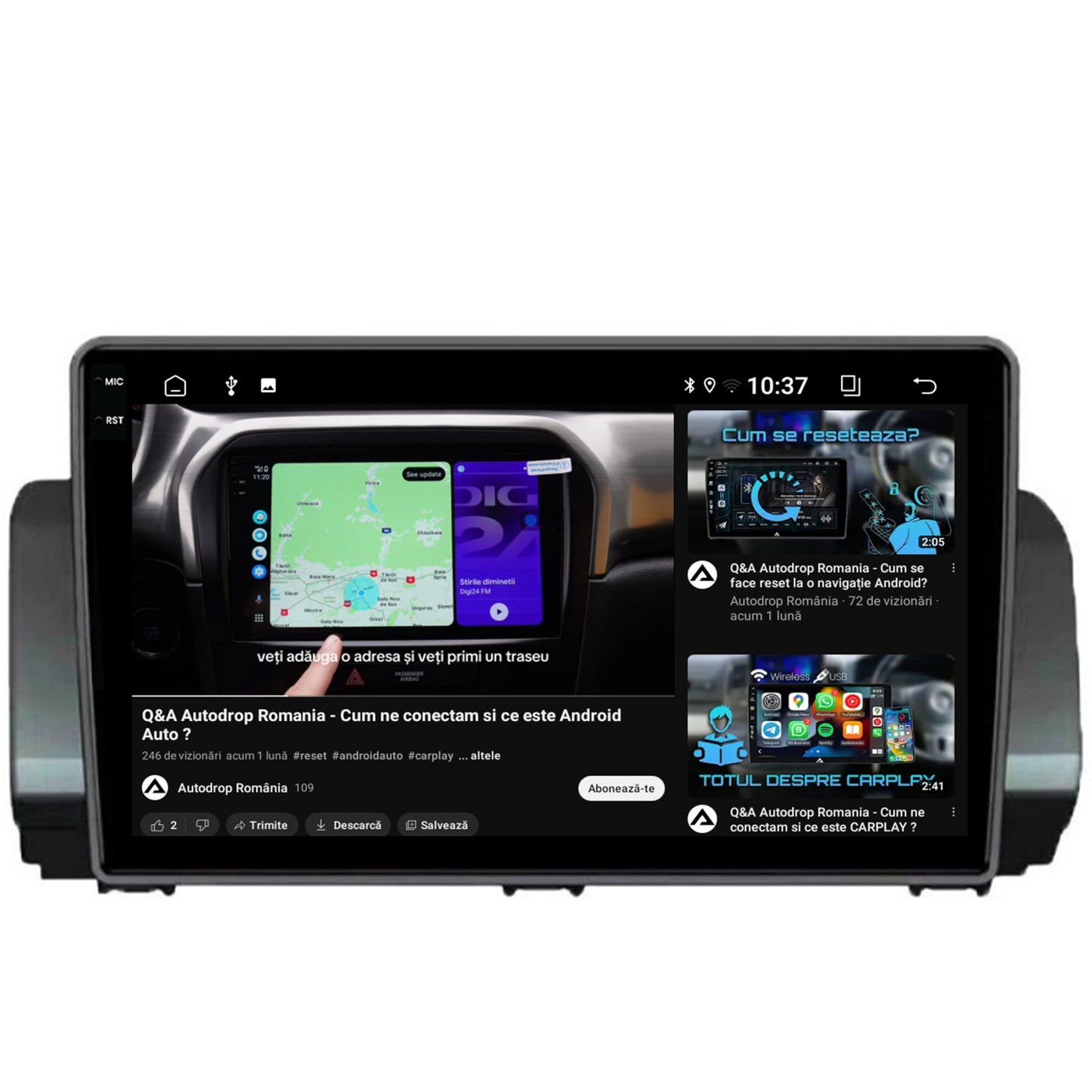 Navigatie 2K Dacia Sandero / Logan (2021-Prezent), Android, S-Quadcore / 4GB RAM + 64GB ROM, 10.36 Inch - AD-BGS100042K+AD-BGRKIT366V3
