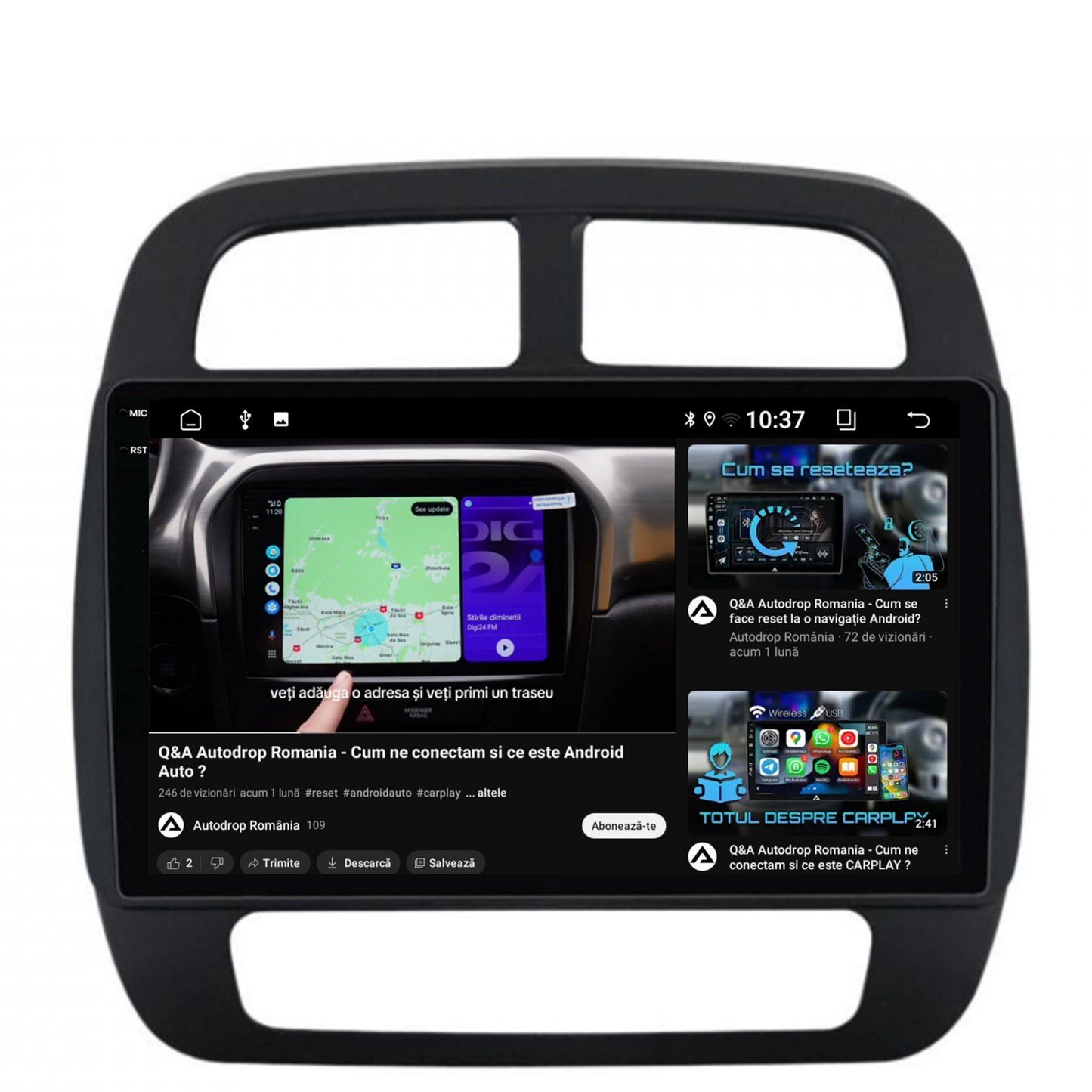 Navigatie 2K Dacia Spring (2021- Prezent), Android, S-Quadcore / 4GB RAM + 64GB ROM, 9.5 Inch - AD-BGS90042K+AD-BGRKIT366V4s