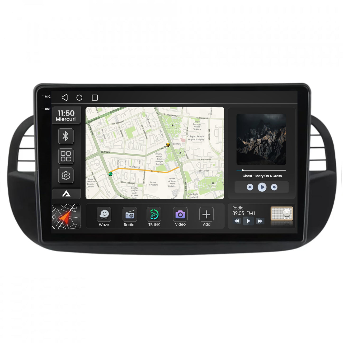 Navigatie 2K Fiat 500 (2007-2014), Android, S-Quadcore / 4GB RAM + 64GB ROM, 9.5 Inch - AD-BGS90042K+AD-BGRKIT362V3