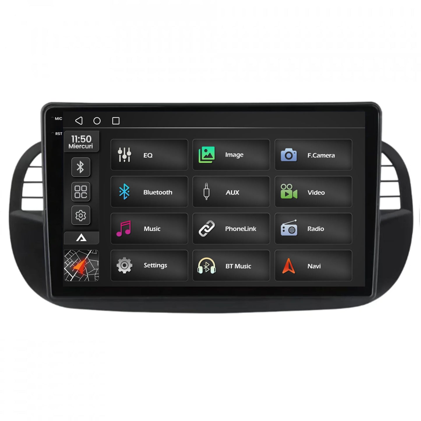 Navigatie 2K Fiat 500 (2007-2014), Android, S-Quadcore / 4GB RAM + 64GB ROM, 9.5 Inch - AD-BGS90042K+AD-BGRKIT362V3