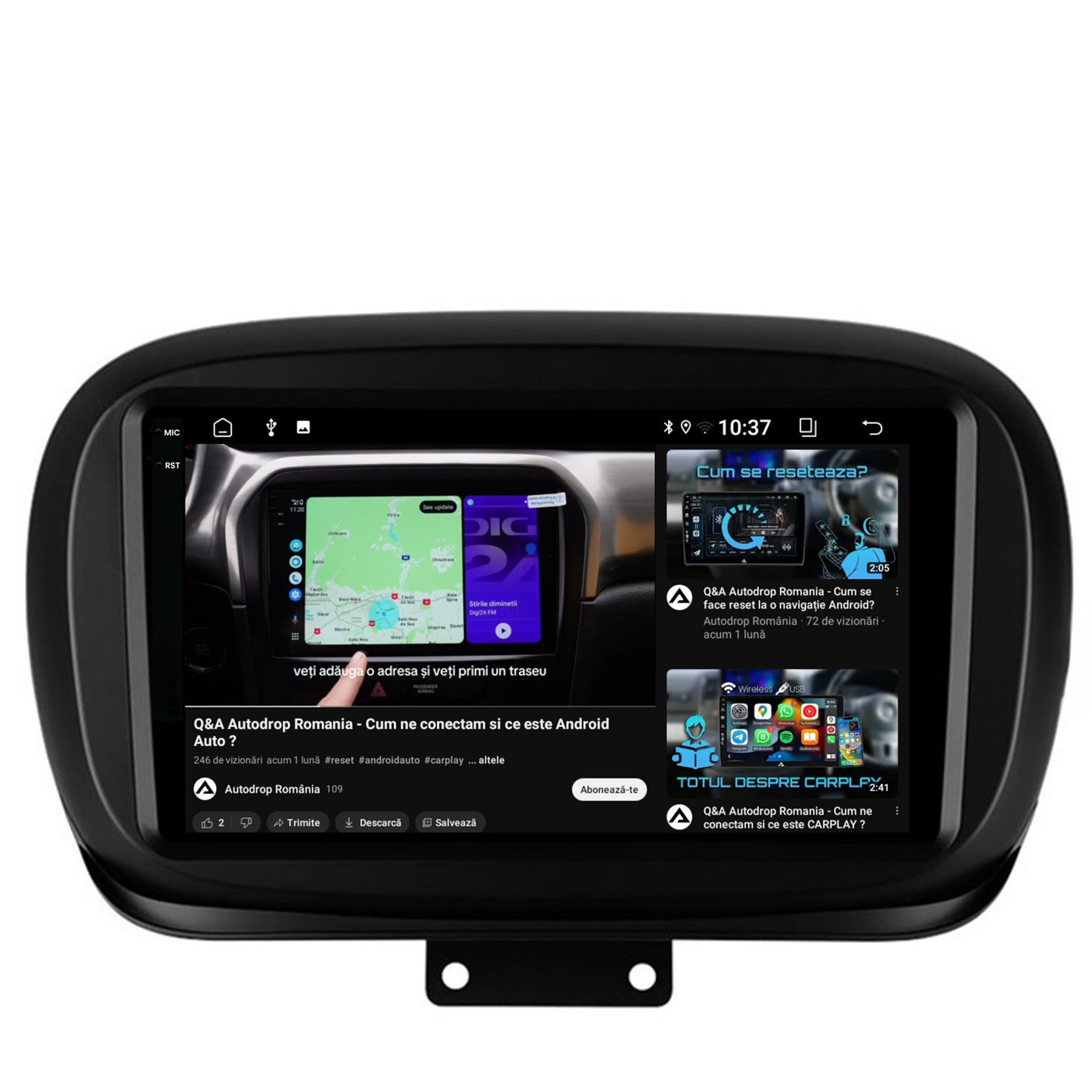 Navigatie 2K Fiat 500X (2014-2020), Android, S-Quadcore / 4GB RAM + 64GB ROM, 9.5 Inch - AD-BGS90042K+AD-BGRKIT362