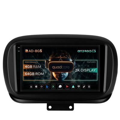 Navigatie 2K Fiat 500X (2014-2020), Android, S-Quadcore / 4GB RAM + 64GB ROM, 9.5 Inch - AD-BGS90042K+AD-BGRKIT362