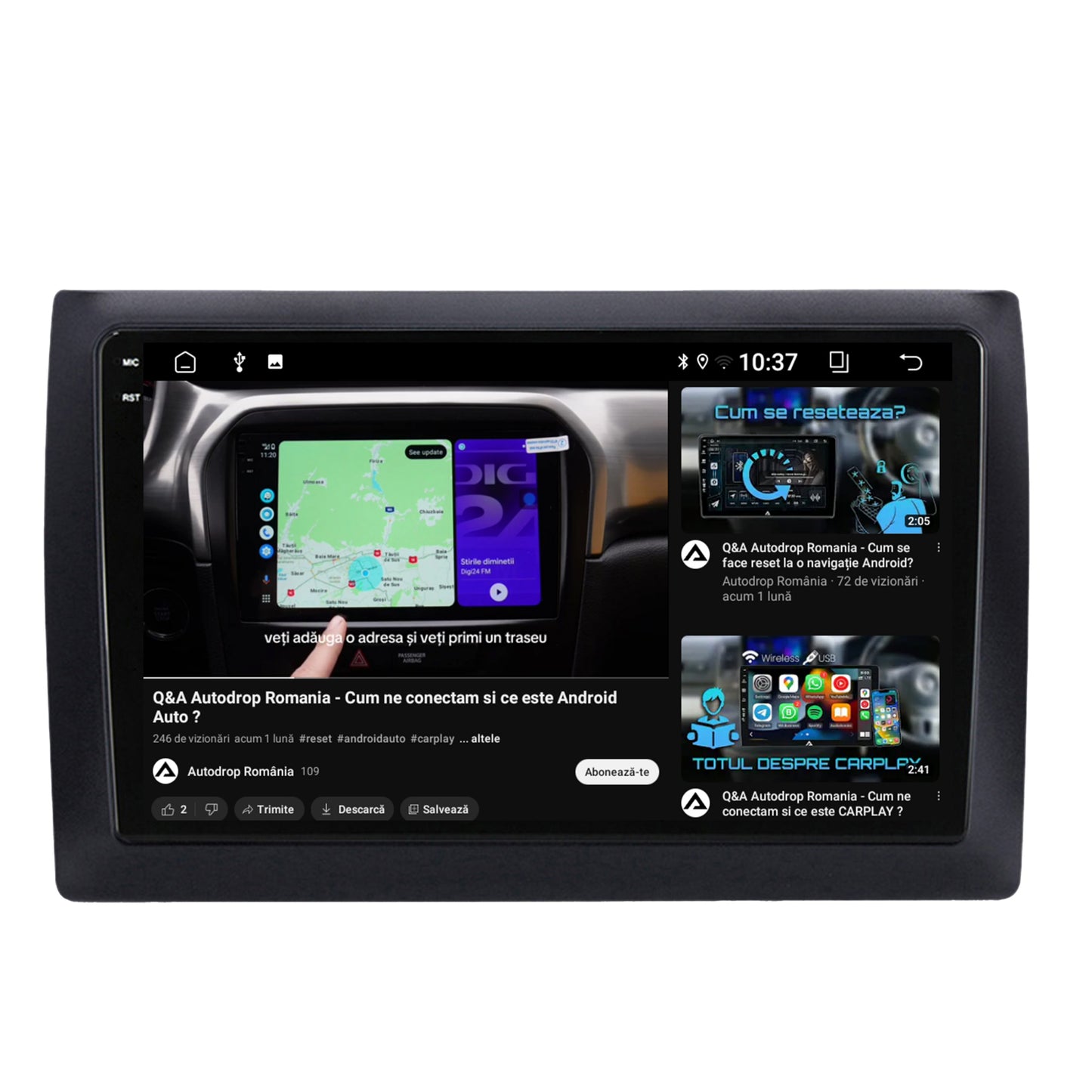 Navigatie 2K Fiat Stilo Android, S-Quadcore / 4GB RAM + 64GB ROM, 9.5 Inch - AD-BGS90042K+AD-BGRKIT356V2