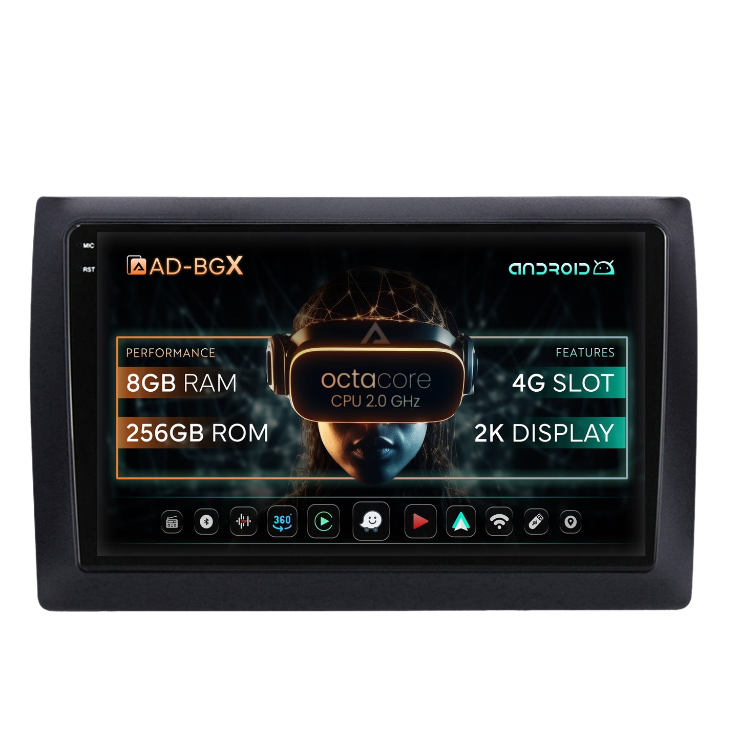 Navigatie 2K Fiat Stilo Android OS, X-Octacore / 8GB RAM + 256GB ROM, 9.5 Inch - AD-BGX90082K+AD-BGRKIT356V2