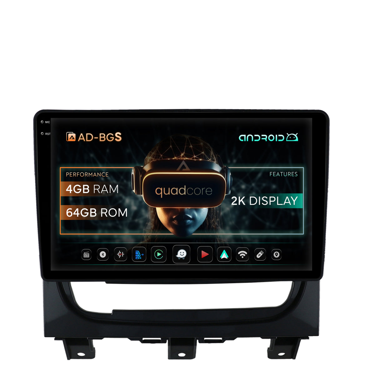 Navigatie 2K Fiat Strada / Idea (2011-2016), Android, S-Quadcore / 4GB RAM + 64GB ROM, 9.5 Inch - AD-BGS90042K+AD-BGRKIT350