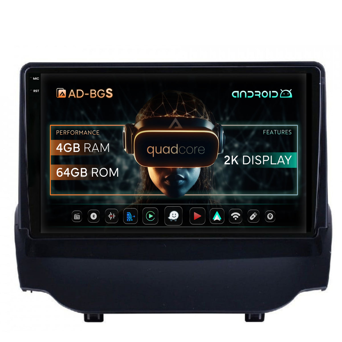 Navigatie 2K Ford EcoSport (2013-2016) Android, S-Quadcore / 4GB RAM + 64GB ROM, 9.5 Inch - AD-BGS90042K+BGRKIT118
