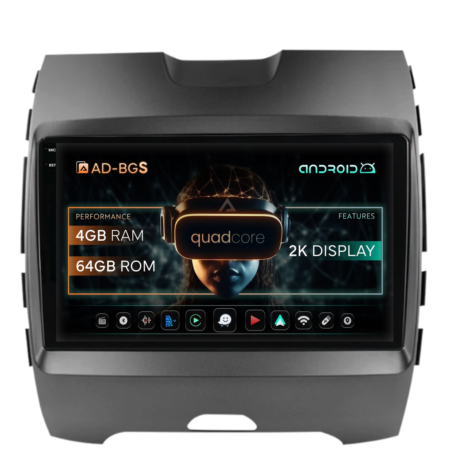 Navigatie 2K Ford Edge (2016-2021), Android, S-Quadcore / 4GB RAM + 64GB ROM, 9.5 Inch - AD-BGS90042K+AD-BGRKIT110