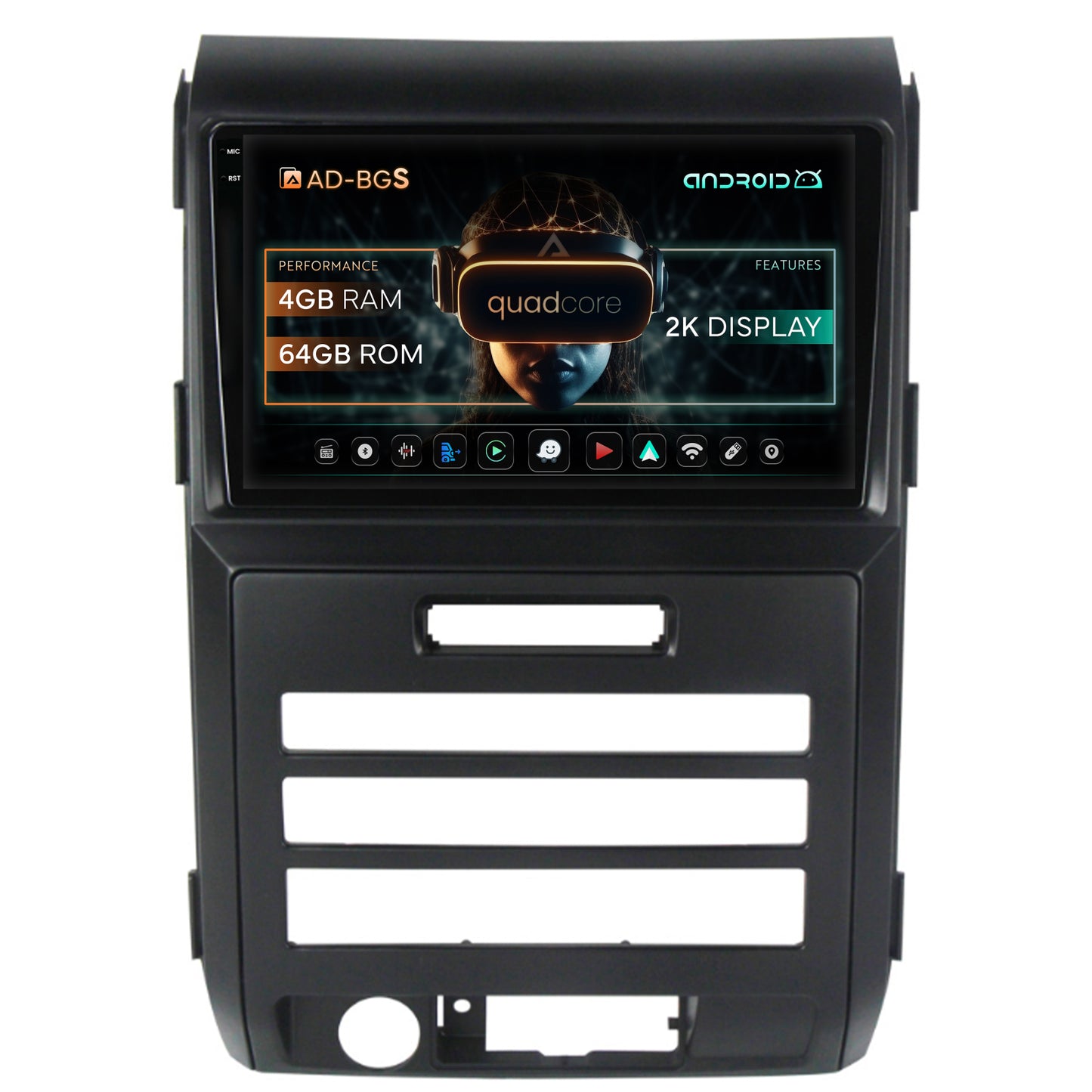 Navigatie 2K Ford F150 (2008-2014), Android, S-Quadcore / 4GB RAM + 64GB ROM, 9.5 Inch - AD-BGS90042K+AD-AD-BGRKIT139