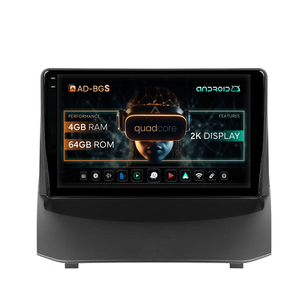 Navigatie 2K Ford Fiesta (2009-2012), Android, S-Quadcore / 4GB RAM + 64GB ROM, 9.5 Inch - AD-BGS90042K+AD-BGRKIT131-0912