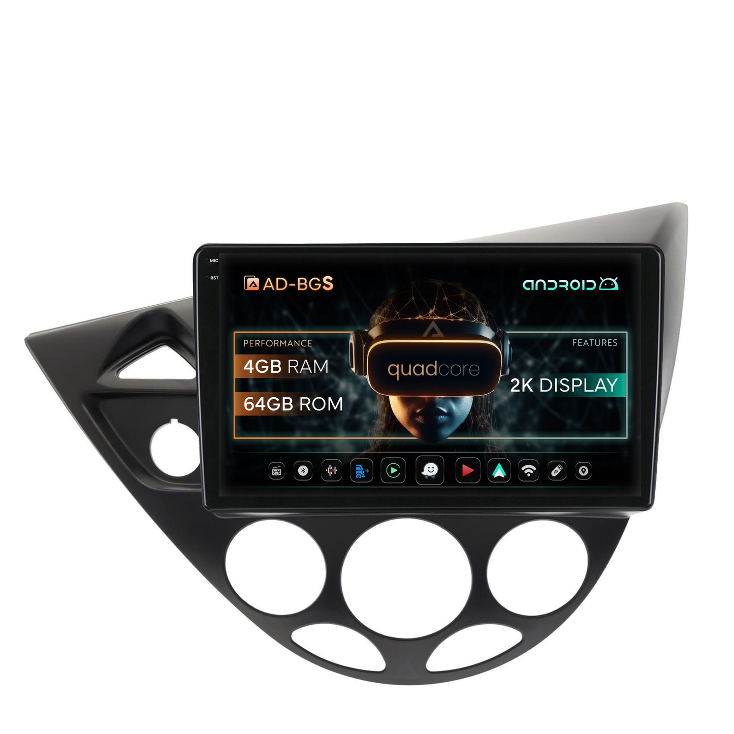 Navigatie 2K Ford Focus 1 (1998-2004), Android, S-Quadcore / 4GB RAM + 64GB ROM, 9.5 Inch - AD-BGS90042K+AD-BGRKIT112V2