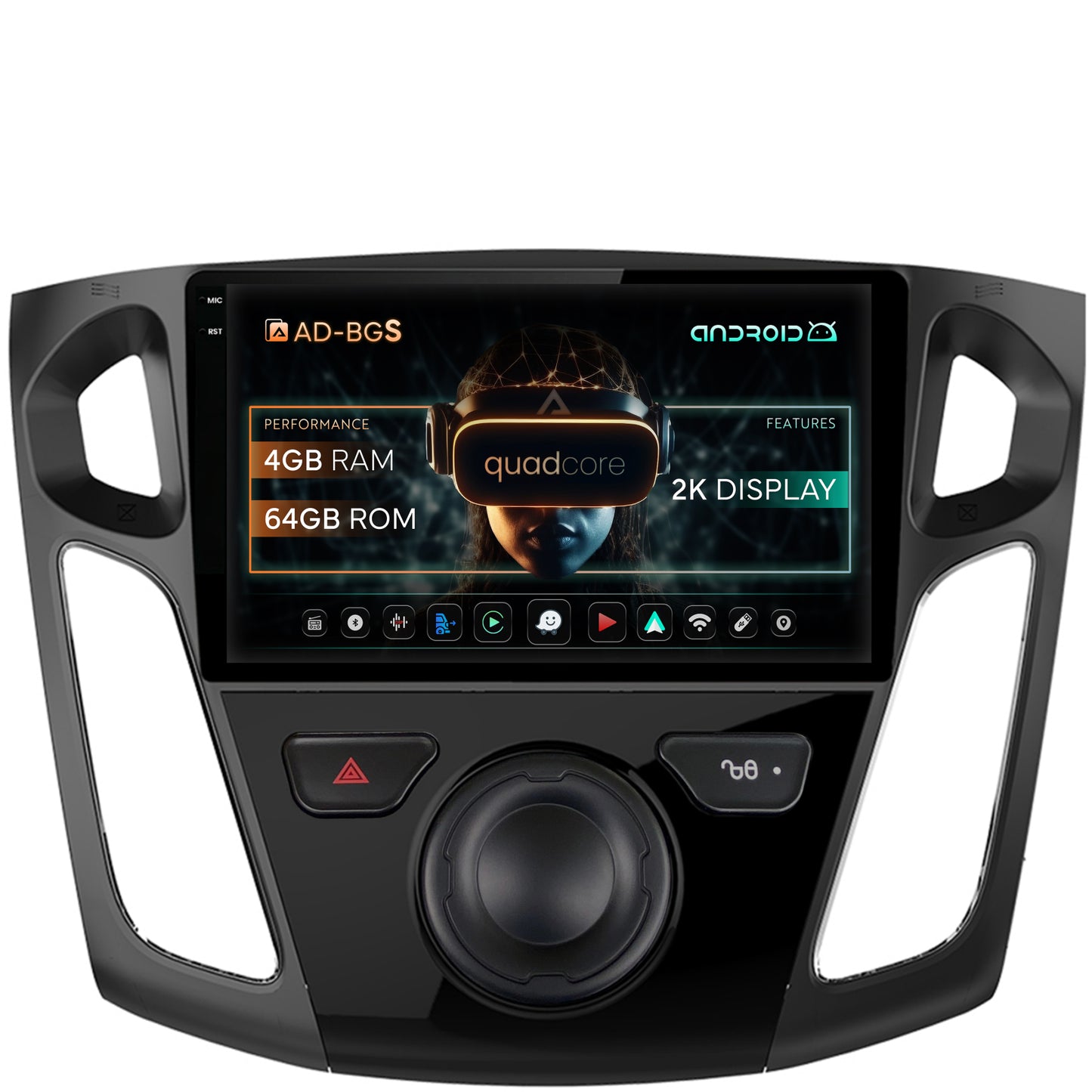 Navigatie 2K Ford Focus 3 (2011-2019), Android, S-Quadcore / 4GB RAM + 64GB ROM, 9.5 Inch - AD-BGS90042K+AD-BGRKIT115