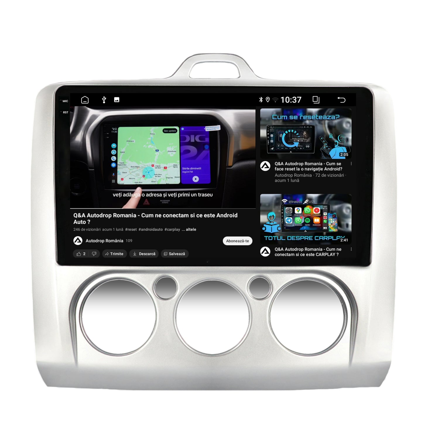Navigatie 2K Ford Focus MK2 (2004-2011), Clima Manuala, Android, S-Quadcore / 4GB RAM + 64GB ROM, 9.5 Inch - AD-BGS90042K+AD-BGRKIT112