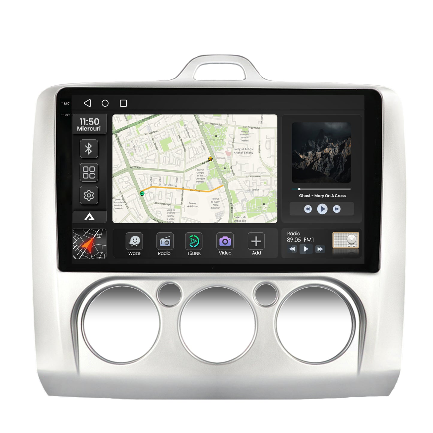 Navigatie 2K Ford Focus MK2 (2004-2011), Clima Manuala, Android, S-Quadcore / 4GB RAM + 64GB ROM, 9.5 Inch - AD-BGS90042K+AD-BGRKIT112