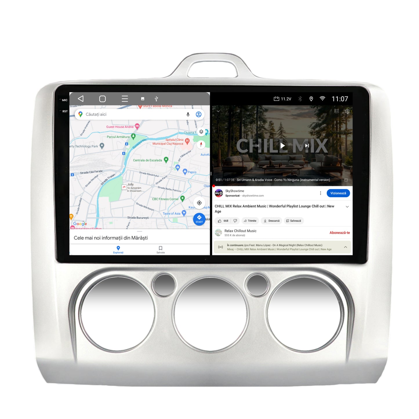 Navigatie 2K Ford Focus MK2 (2004-2011), Clima Manuala, Android, S-Quadcore / 4GB RAM + 64GB ROM, 9.5 Inch - AD-BGS90042K+AD-BGRKIT112