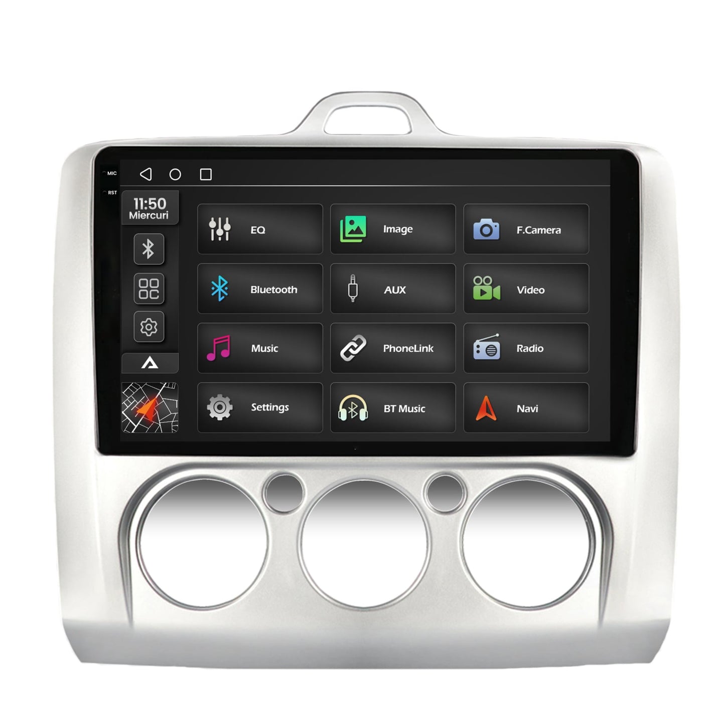 Navigatie 2K Ford Focus MK2 (2004-2011), Clima Manuala, Android, S-Quadcore / 4GB RAM + 64GB ROM, 9.5 Inch - AD-BGS90042K+AD-BGRKIT112