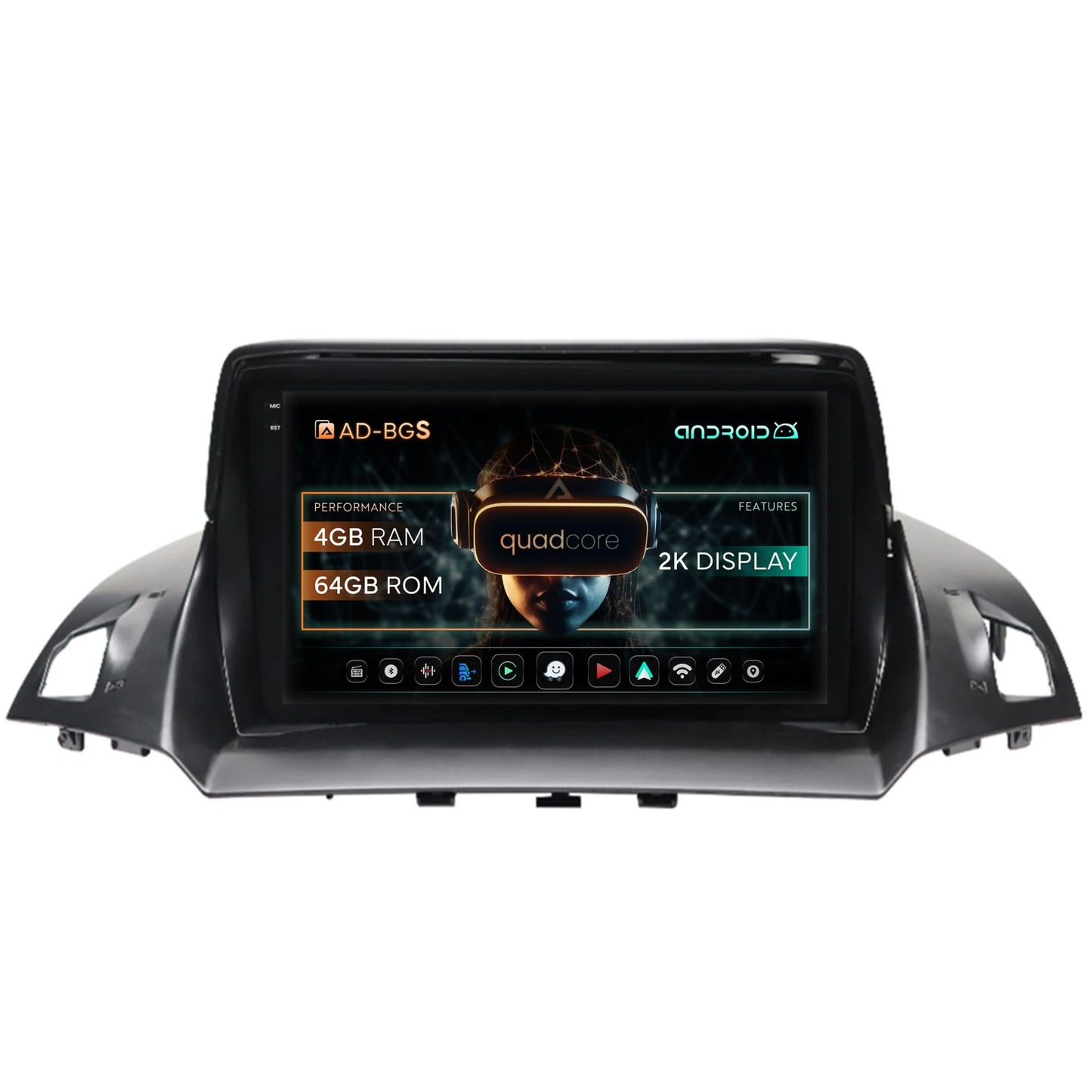 Navigatie 2K Ford Kuga / C-Max (2013-2018), Android, S-Quadcore / 4GB RAM + 64GB ROM, 9.5 Inch - AD-BGS90042K+AD-BGRKIT114
