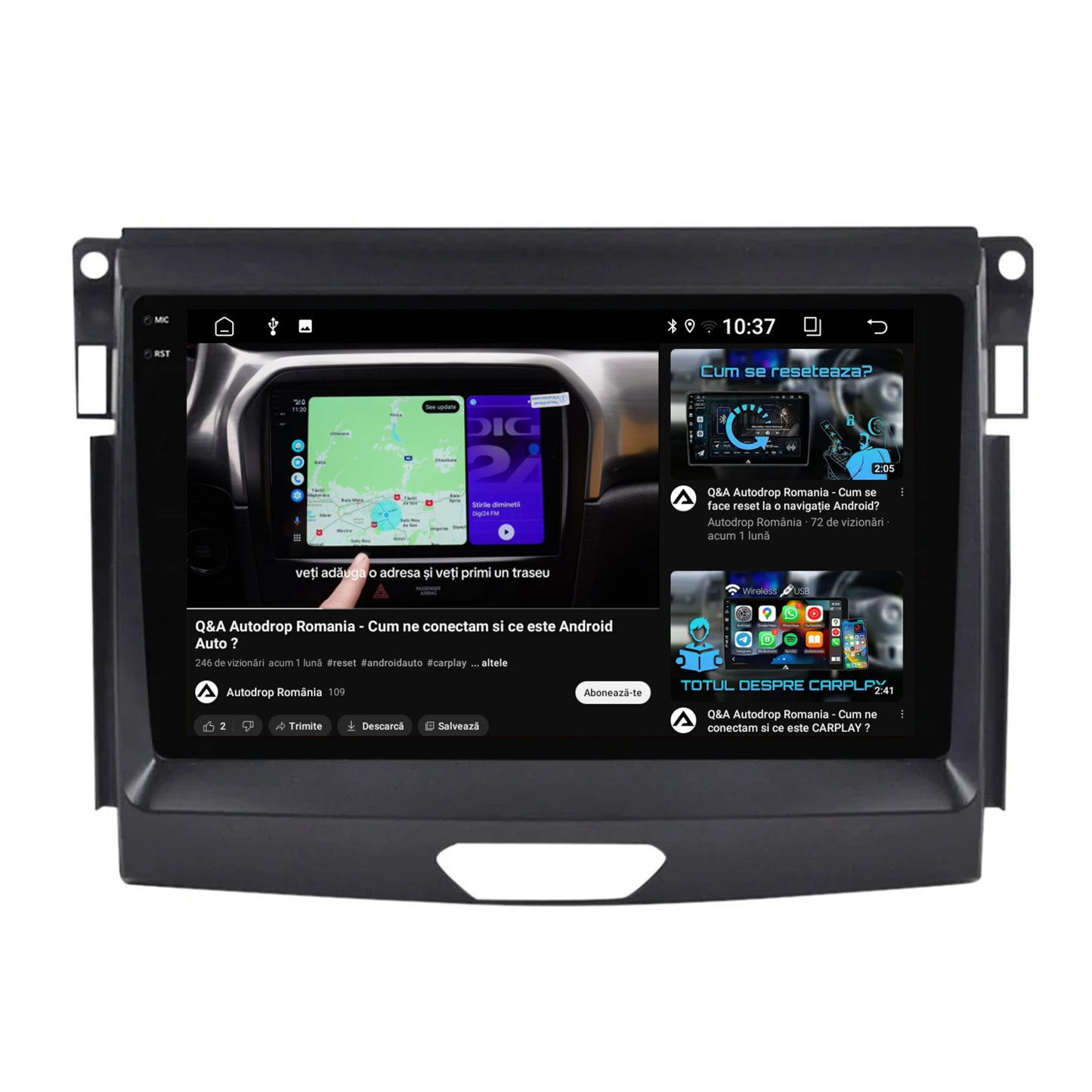 Navigatie 2K Ford Ranger (2015-2020), Android, S-Quadcore / 4GB RAM + 64GB ROM, 9.5 Inch - AD-BGS90042K+AD-BGRKIT120