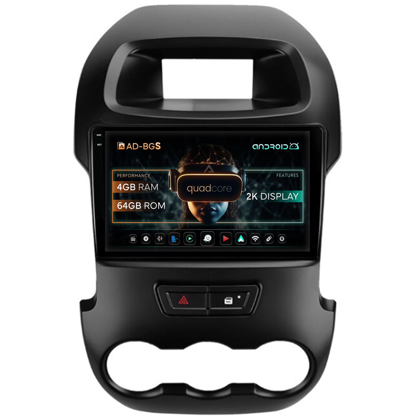 Navigatie 2K Ford Ranger (2011-2015), Android, S-Quadcore / 4GB RAM + 64GB ROM, 9.5 Inch - AD-BGS90042K+AD-BGRKIT135B