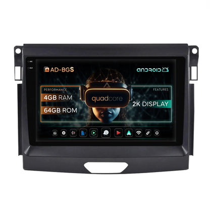 Navigatie 2K Ford Ranger (2015-2020), Android, S-Quadcore / 4GB RAM + 64GB ROM, 9.5 Inch - AD-BGS90042K+AD-BGRKIT120