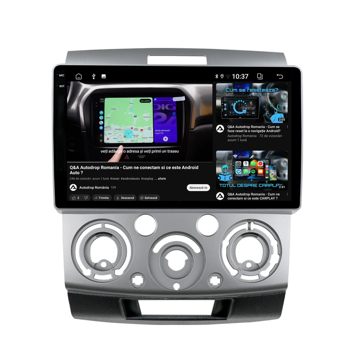 Navigatie 2K Ford Ranger / Mazda BT50 (2007-2012), Android, S-Quadcore / 4GB RAM + 64GB ROM, 9.5 Inch - AD-BGS90042K+AD-BGRKIT136
