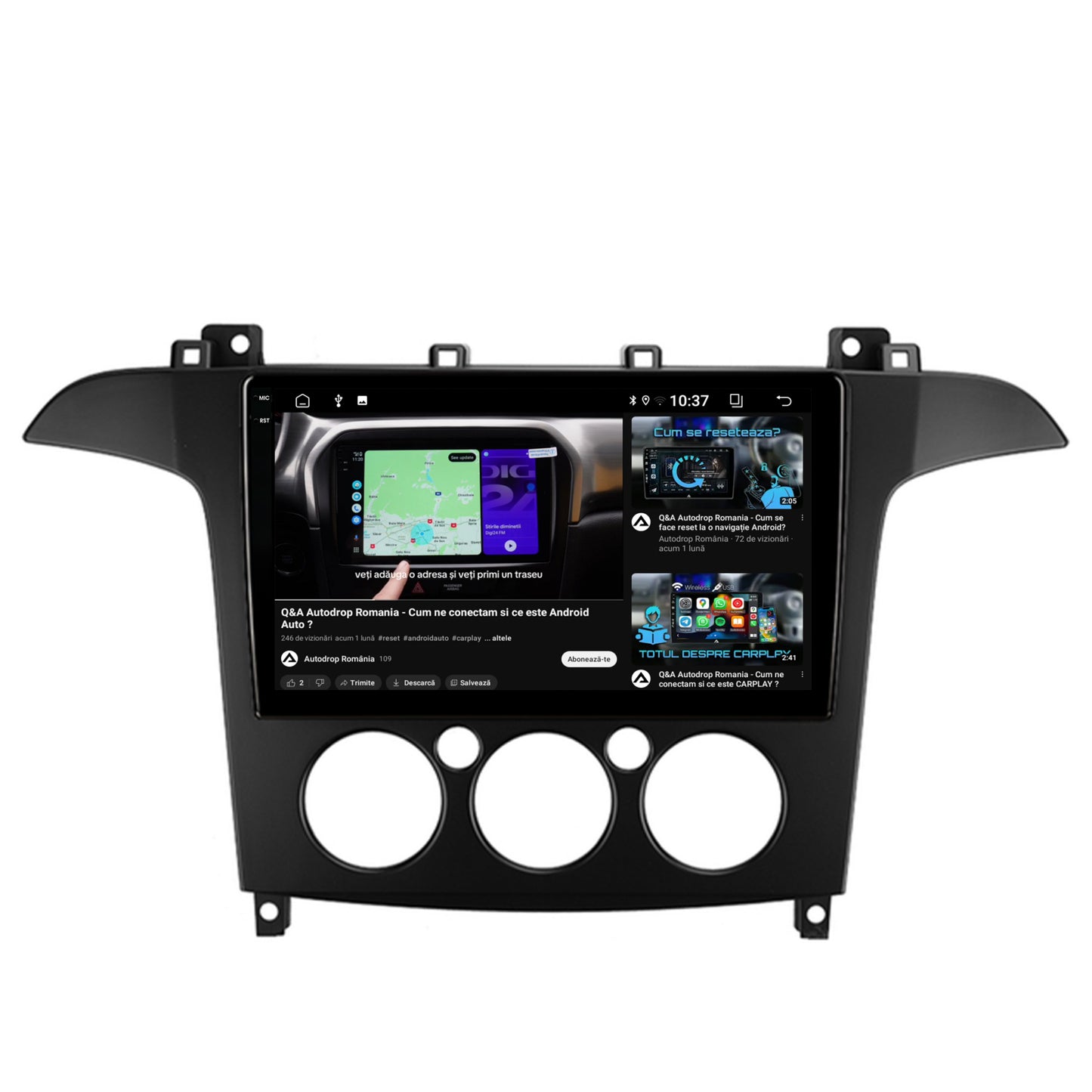 Navigatie 2K Ford S-MAX (2006-2015) Clima Manuala, Android, S-Quadcore / 4GB RAM + 64GB ROM, 9.5 Inch - AD-BGS90042K+AD-BGRKIT124