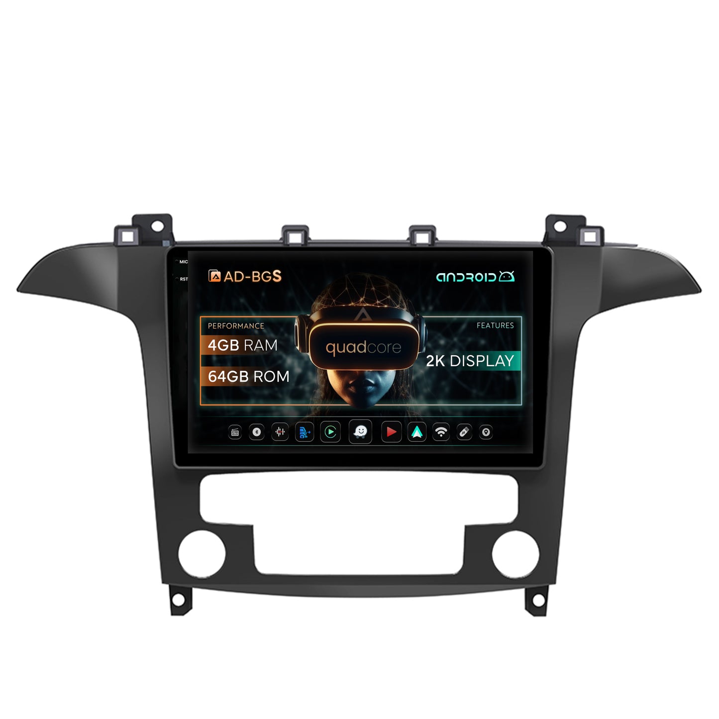 Navigatie 2K Ford S-Max / Galaxy (2006-2015), Android, S-Quadcore / 4GB RAM + 64GB ROM, 9.5 Inch - AD-BGS90042K+AD-BGRKIT125