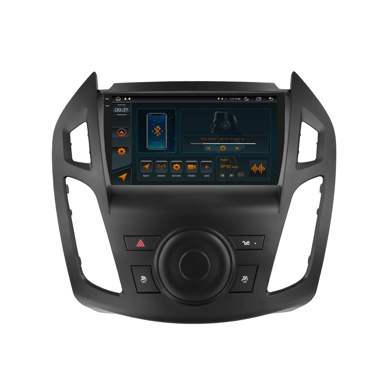 Navigatie 2K Ford Transit (2015-2021), Android, V-Quadcore / 4GB RAM + 64GB ROM, 9.5 Inch - AD-BGV90042K+AD-BGRKIT111
