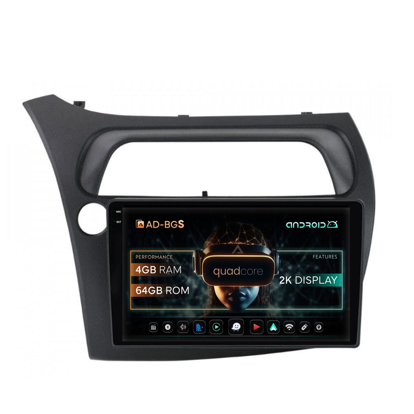 Navigatie 2K Honda Civic Hatchback (2006-2011), Android, S-Quadcore / 4GB RAM + 64GB ROM, 9.5 Inch - AD-BGS90042K+AD-BGRKIT020