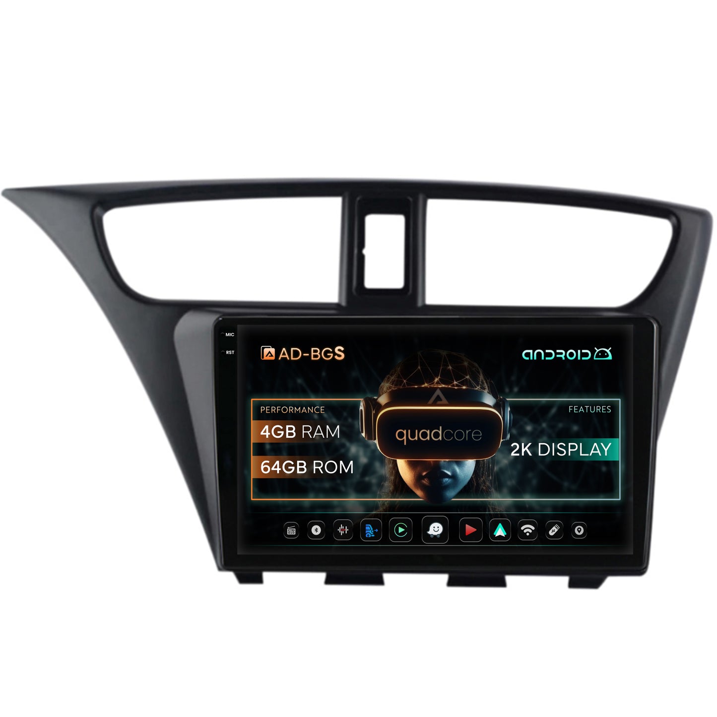 Navigatie 2K Honda Civic Hatchback (2012-2015), Android, S-Quadcore / 4GB RAM + 64GB ROM, 9.5 Inch - AD-BGS90042K+AD-BGRKIT019