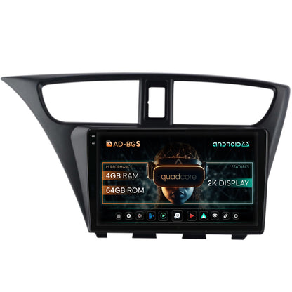 Navigatie 2K Honda Civic Hatchback (2012-2015), Android, S-Quadcore / 4GB RAM + 64GB ROM, 9.5 Inch - AD-BGS90042K+AD-BGRKIT019