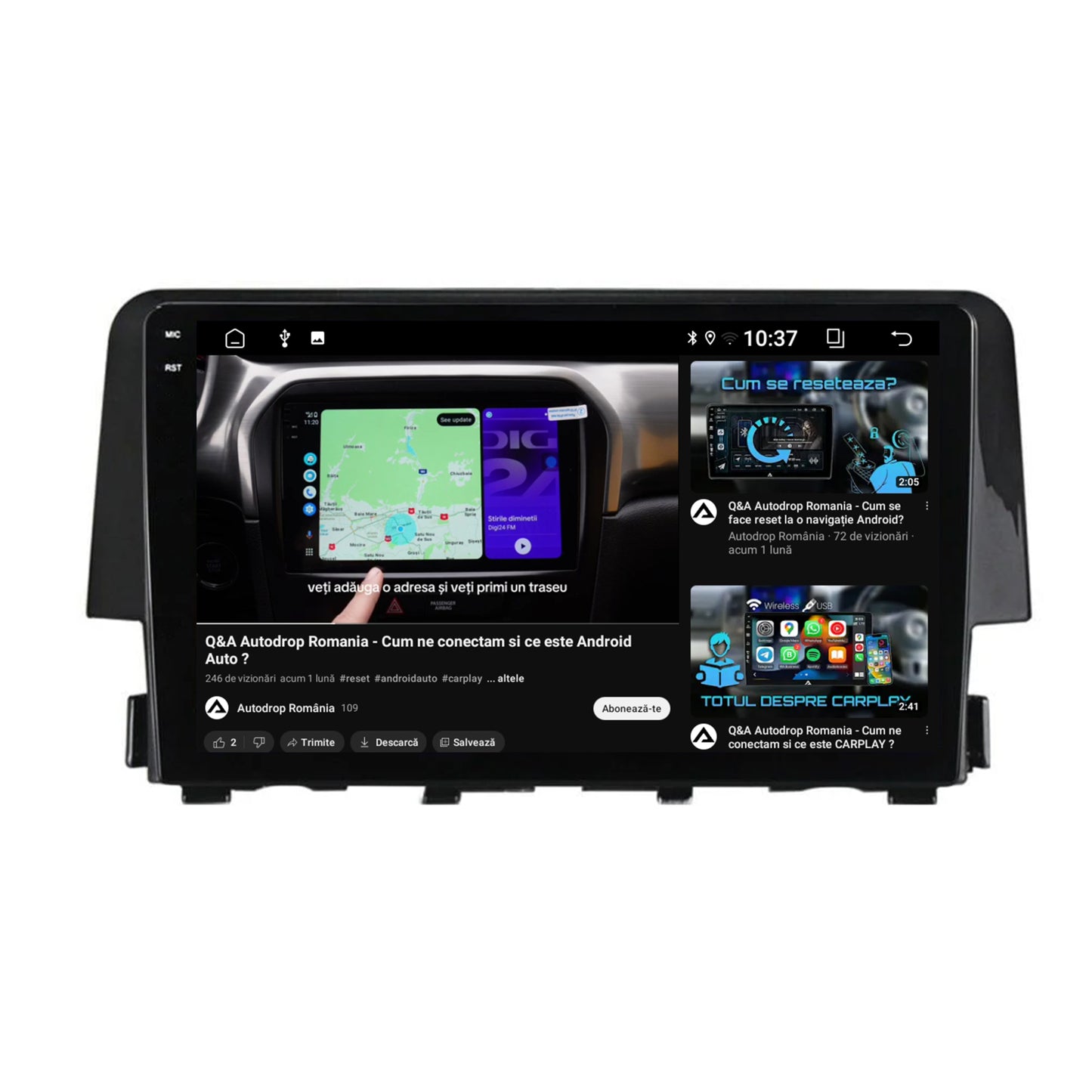 Navigatie 2K Honda Civic X / Sedan (2015-2021), Android, S-Quadcore / 4GB RAM + 64GB ROM, 9.5 Inch - AD-BGS90042K+AD-BGRKIT004