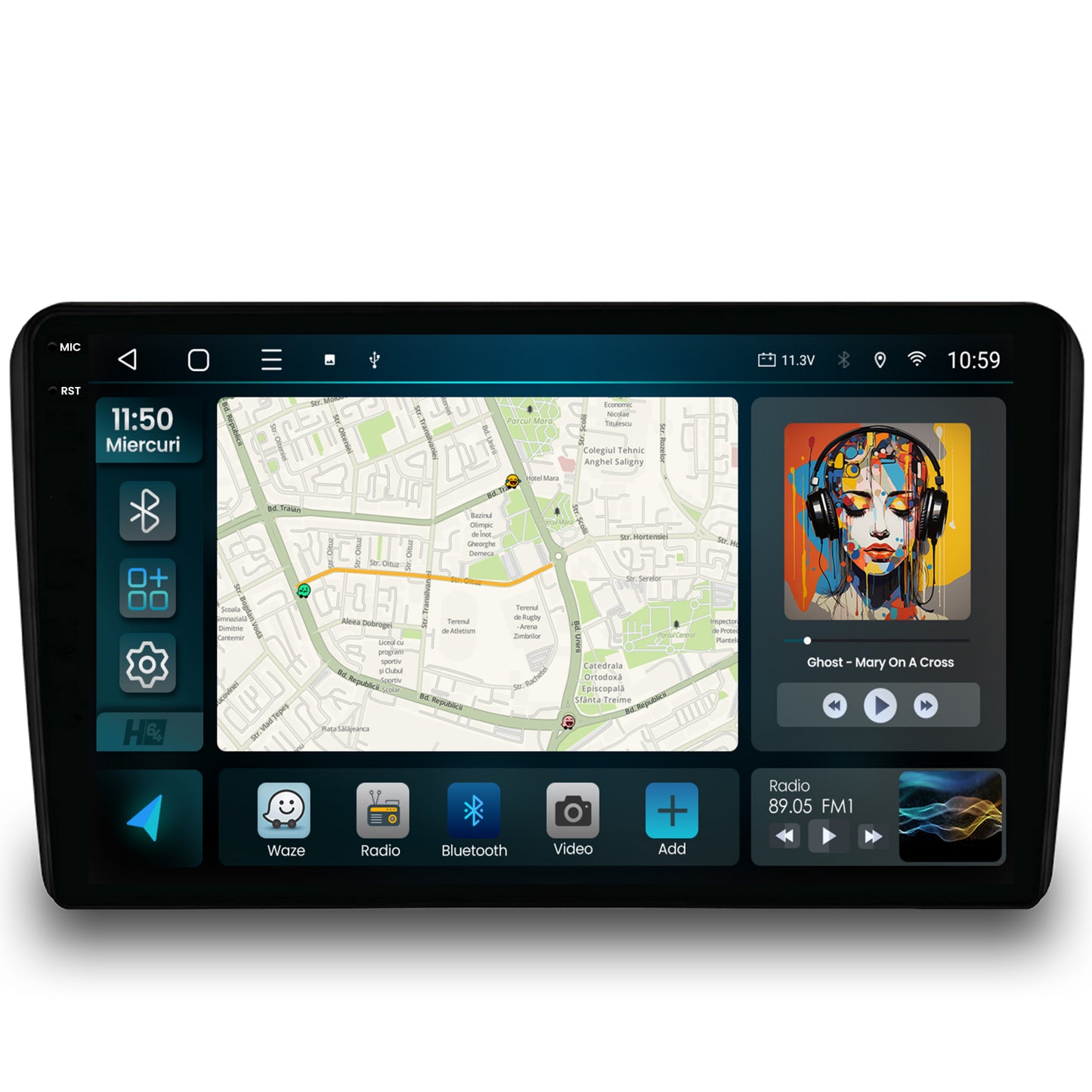 Navigatie 2K HUB64 Audi A3/ S3/ RS3, 4GB RAM, Android, Octacore, Slot Sim 4G, DSP, GPS, Wi-FI, Carplay, Android Auto, USB, Bluetooth, Waze, Touchscreen, 9.5 Inch