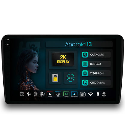 Navigatie 2K HUB64 Audi A3/ S3/ RS3, 8GB RAM, Android, Octacore, Slot Sim 4G, DSP, GPS, Wi-FI, Carplay, Android Auto, USB, Bluetooth, Waze, Touchscreen, 9.5 Inch